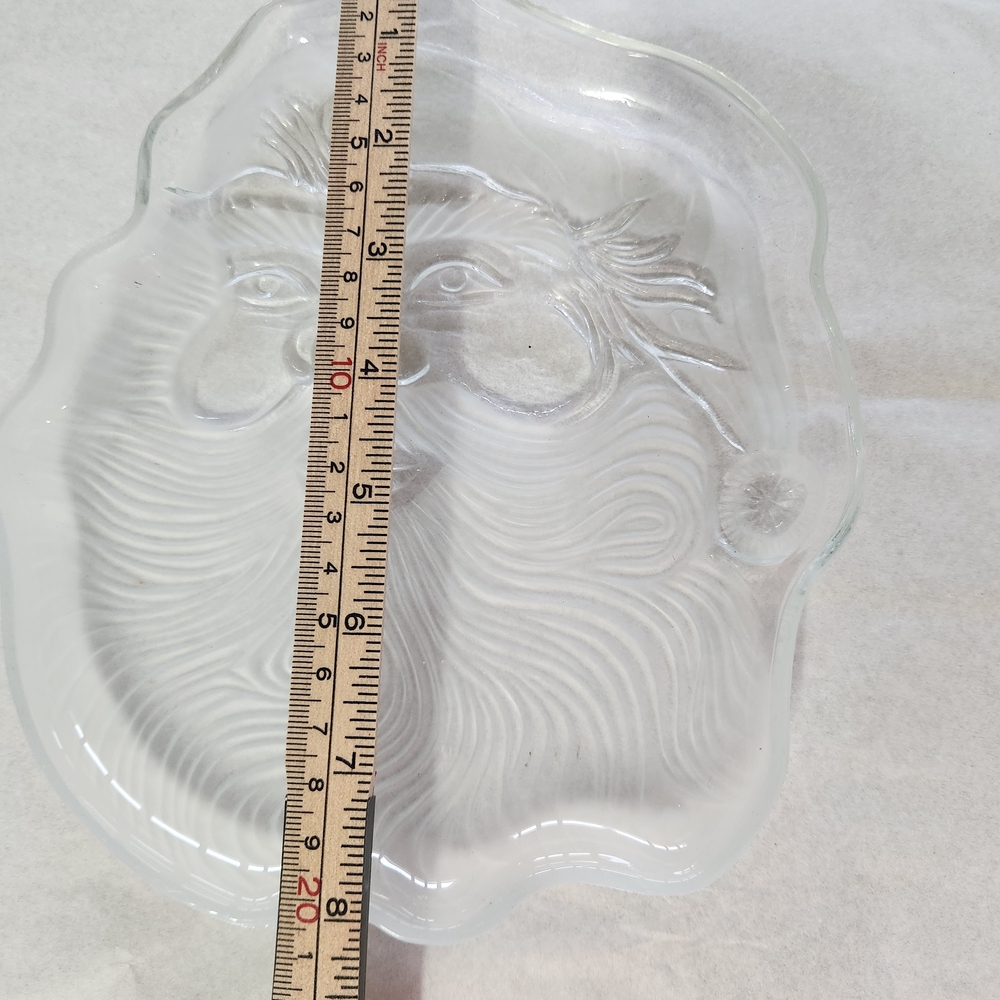 Vintage Clear Frosted Glass Santa Decorative Plate - Picture 3 of 5
